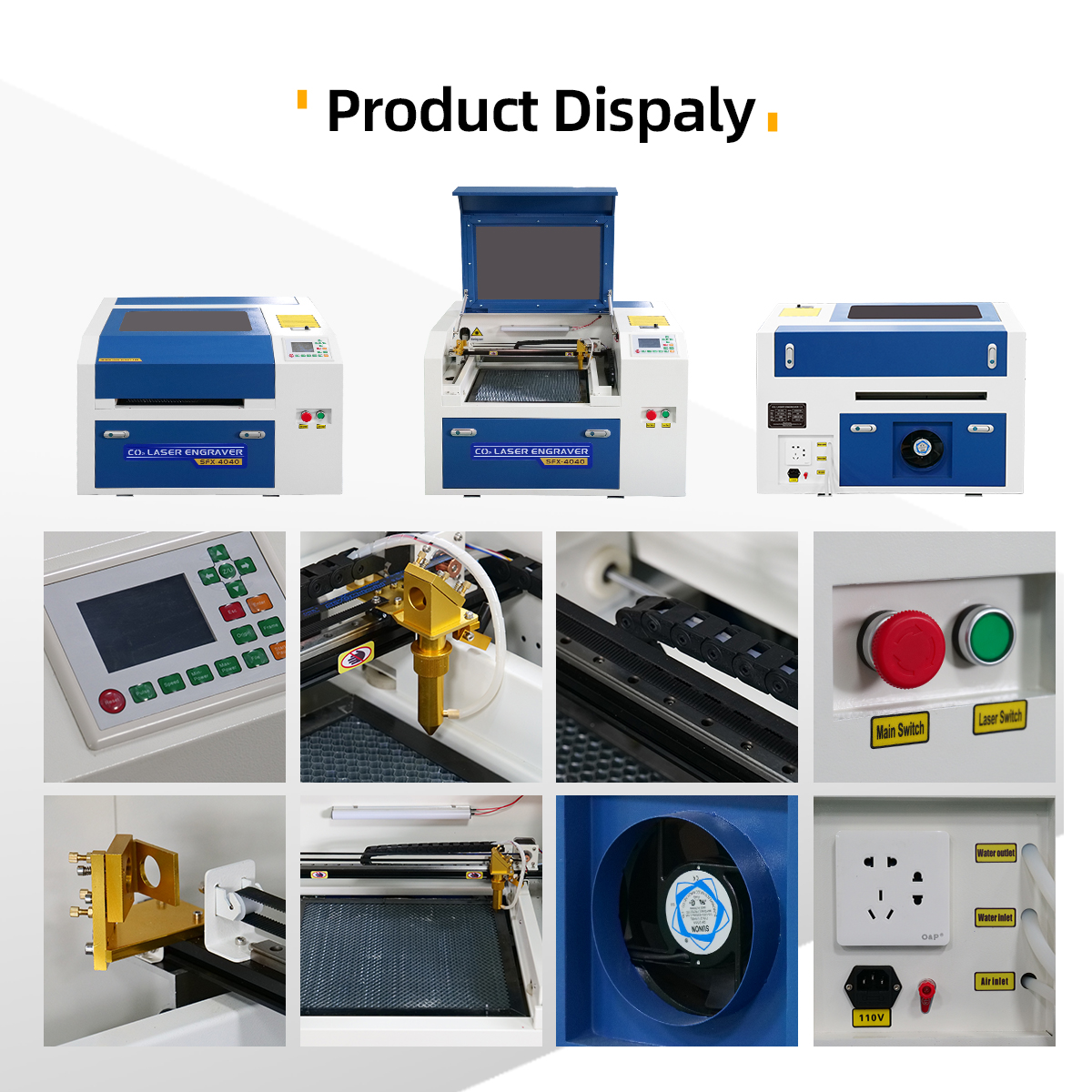 US Stock Lightburn Compatible 50W CO2 Laser Engraver Cutter Machine 16×16''(400*400mm) Workbed with RUIDA DSP Control Panel RDWorks V8